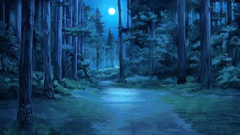 Hd Wallpaper Everlasting Summer Forest Clearing Moon Moonlight