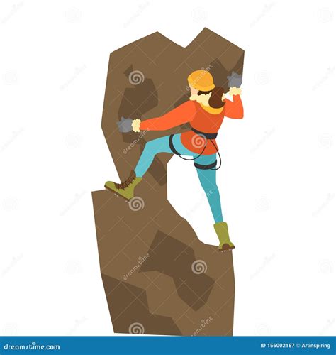 Alpinist Climb The Mountain Extreme Sport And High Effort Stock Vector