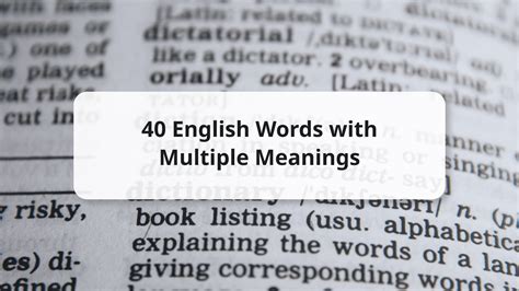 40 English Words With Multiple Meanings And Example Sentences