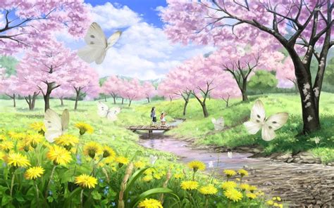 Cherry Blossom Anime High School Background