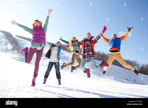 Young People Having Fun In Snow Stock Photo Alamy