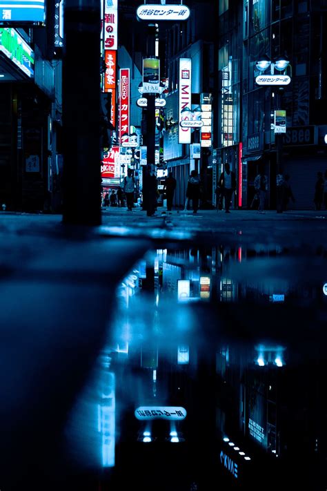 Hd Wallpaper Reflection Of City Night Lights Japan Tokyo Nightnight