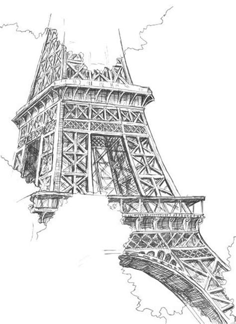 A Drawing Of The Eiffel Tower In Paris