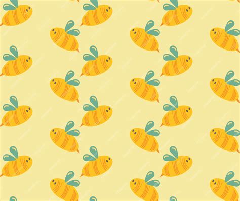 Premium Vector Vector Cute Cartoon Bee Seamless Pattern On Yellow