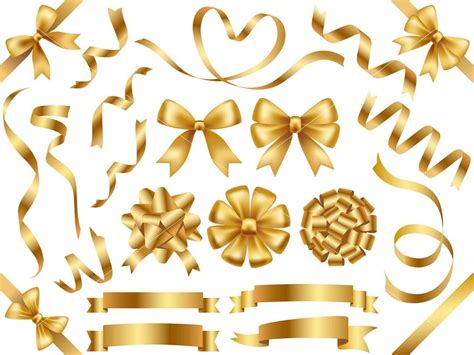A Set Of Assorted Gold Ribbons 181924 Vector Art At Vecteezy