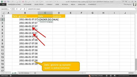 Excel Rozdzielenie Daty I Godziny Zapisanych Poprawnie Razem