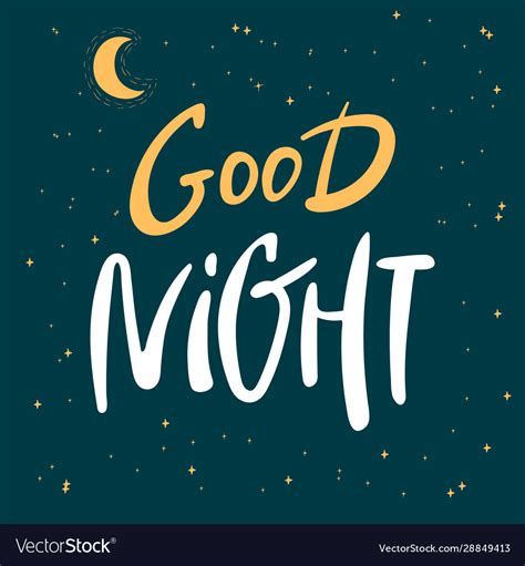 Good Night Hand Drawn Typography Poster Royalty Free Vector