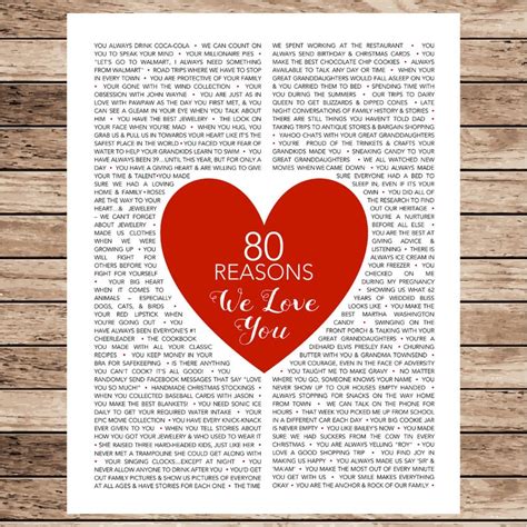 Heart 60 Reasons I Love You 70 Reasons We Love You 40 50 Etsy