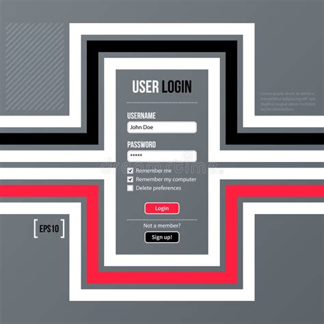 Modern Business Login Form Template With Geometric Lines On Gray