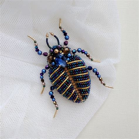 Bug Brooch Beetle Insect Pin Beaded Embroidered Handmade Pin Etsy
