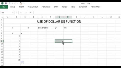 How To Use Dollar Function In Excel Youtube