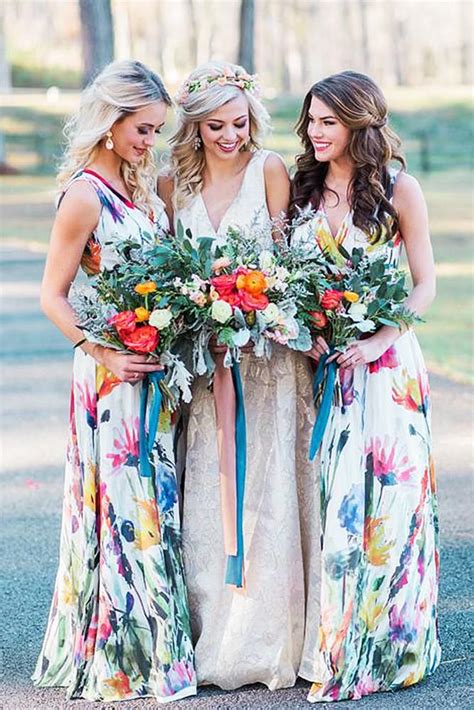 Floral Bridesmaid Dresses 12 Most Beautiful Styles Floral Bridesmaid Dresses Patterned
