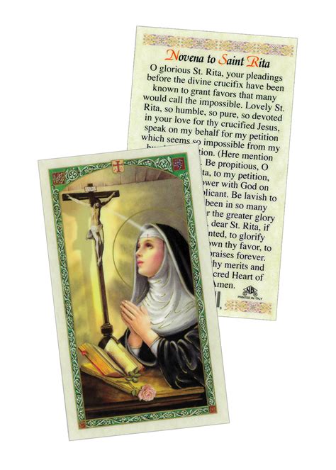 Saint Rita Prayer Card Laminated National Shrine Of Saint Rita Of