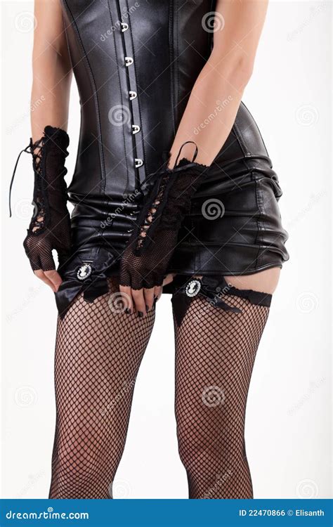 Woman Putting On Fishnet Stockings Stock Photo Image Of Adult Gloves
