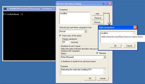 remotely shutdown restart or log off the local or network computers