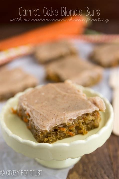Carrot Cake Blondies With Cinnamon Cream Cheese Frosting Crazy For