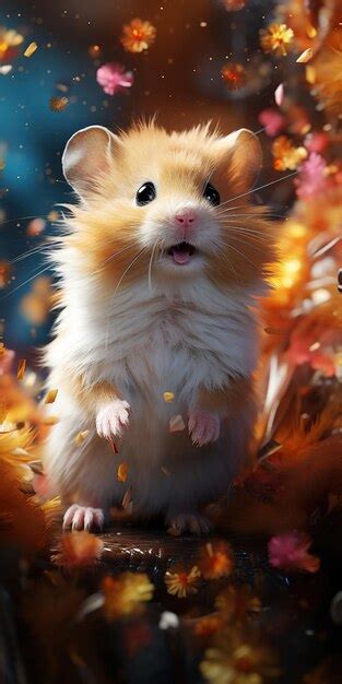Premium Ai Image Cute Hamster On A Background Of Autumn Leaves And