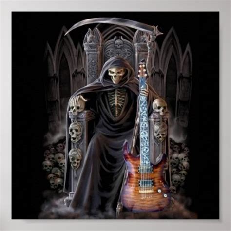 Grim Reaper Guitar In Hell Poster