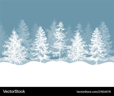 Christmas Winter Background Pine Trees Forest Vector Image