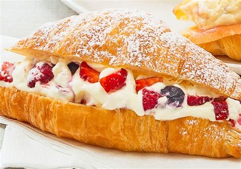 Add croissant portions to baking dish. Cream and Berry Croissant | Recipe in 2020 | Food, Filled ...