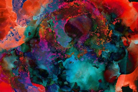 Fluid Art Image Bright Abstract Textured Painting With Vivid Colors