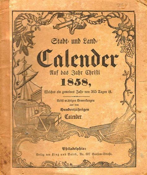 Stadt Und Land Calendar 1858 By Stadt Und Land Good Wraps 1858