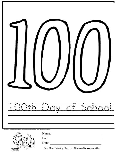 27 Great Images 100 Days Of School Printable Coloring Pages 100th