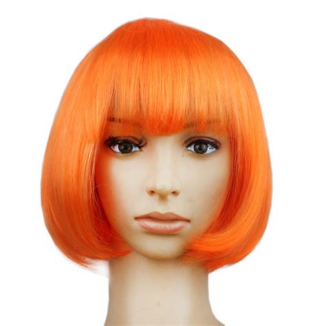 Womens Fashion Orange Short Bob Hair Cosplay Party Wigs Ms16101