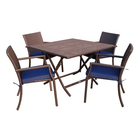 5pcs Cafe Square Back Chairs And Folding Wicker Table
