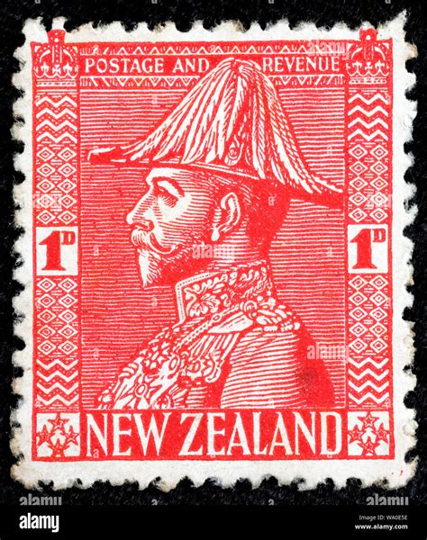 King George V Postage Stamp New Zealand Stock Photo