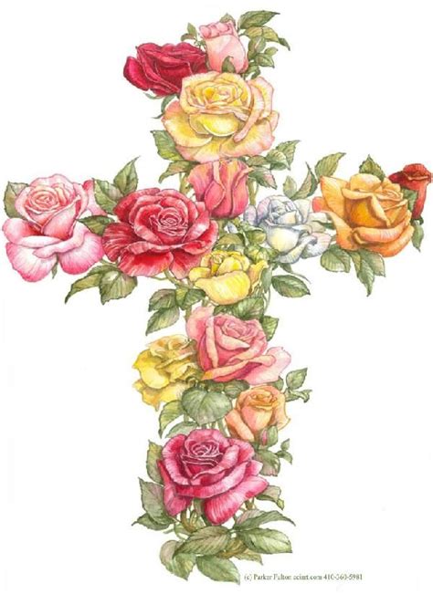 Rose Cross By Parker Fulton Grafika Kwiaty Wielkanoc