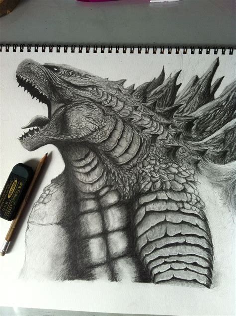 Godzilla In Pencil Drawing Pencil Drawings Godzilla Drawings