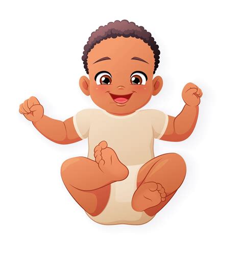 Cute And Happy Little Black Baby Cartoon Vector Illustration 2506166