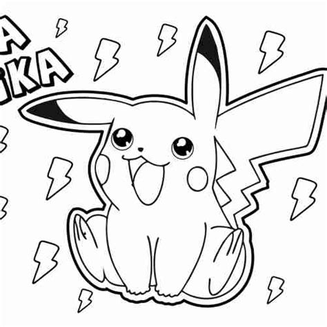Kawaii Happy Pikachu Coloring Pages 🐹 Free Online Coloring Pages 🍄