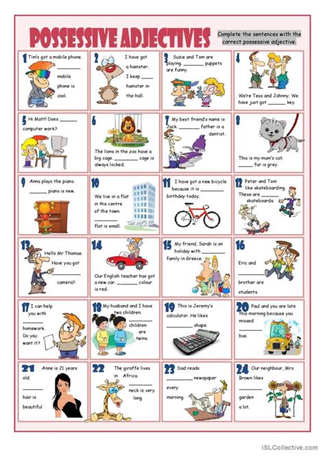 Possessive Adjectives Speaking Cards Esl Worksheet By Amalnajjar Sexiz Pix