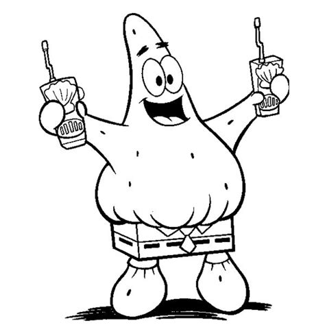 Patrick star fly with a parachute coloring pages. SpongeBob Coloring Sheets for Free Download