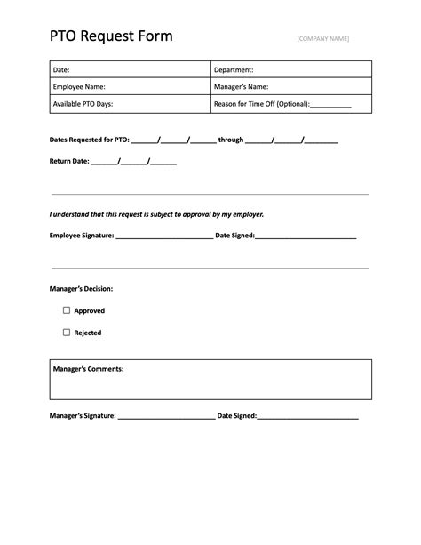 Free Time Off Request Form Templates