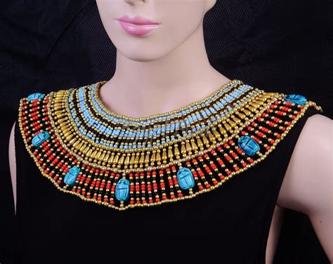 Lovely Ancient Egyptian Beaded Cleopatra 9 Scarabs Necklace Etsy