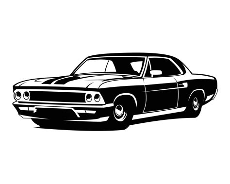 Retro Vintage Muscle Car Vector Drawing 13547266 Vector Art At Vecteezy