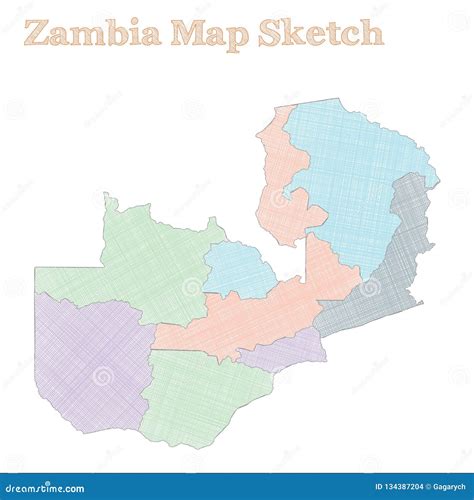 Zambia Map Stock Vector Illustration Of Hand Graph 134387204