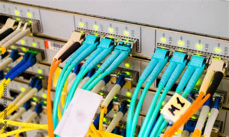 Optical Links Of High Speed Internet Connection Front Panel Of The