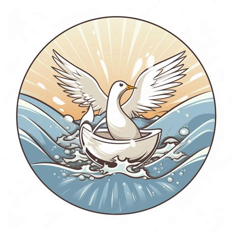 Premium Ai Image Cartoon Baptismal Shell With Water And Dove