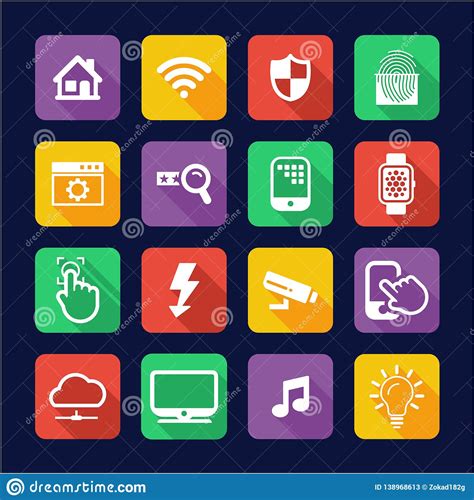 Smart Home Icons Flat Design Stock Vector Illustration Of Electricity