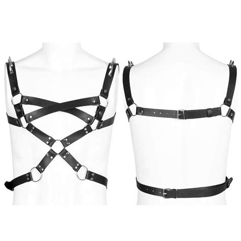 men s punk rivet faux leather harness punk design