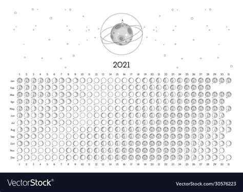 Moon Phases Calendar 2021 Calendar Template 2021