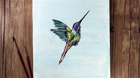 How To Paint A Hummingbird Easy With Acrylics Flying Bird Painting