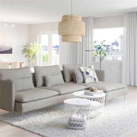 SÖderhamn 4 Seat Sofa With Chaise Longueviarp Beigebrown Ikea