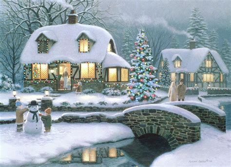 Christmas Eve At Holbrook Cottage Painting By Richard Burns Pixels