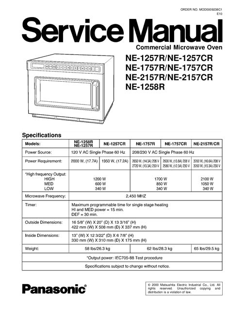 Check if your question has been asked previously; Download free pdf for Panasonic NE-1757R Microwave manual