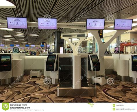 Interior Of Singapore Changi International Airport Editorial Stock